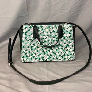 Kate Spade Reese Laurel Way Satchel Saffiano PVC Floral Aphrodite Green